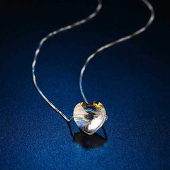 Square Cube S925 Silver Water Drop Star Crystal Necklace