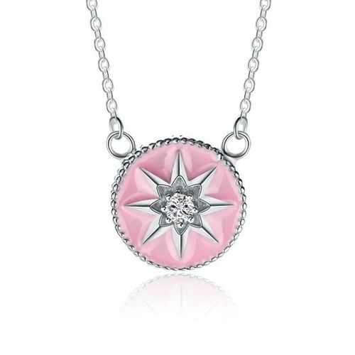 Women 925 Sterling Silver Enamels Pendant Clavicle Necklace Jewelry