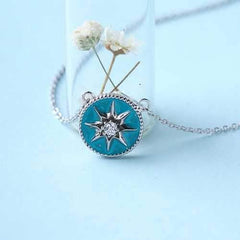 Women 925 Sterling Silver Enamels Pendant Clavicle Necklace Jewelry