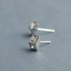 925 Silver Needle Triangle Zircon Crystal Ear Stud Earrings Women Jewelry