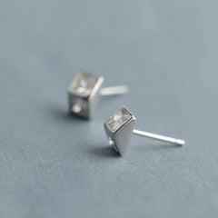 925 Silver Needle Triangle Zircon Crystal Ear Stud Earrings Women Jewelry