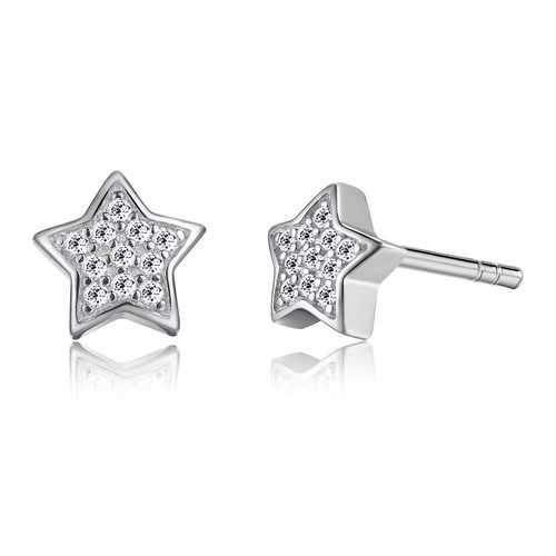 Cute 925 Silver Star Cubic Zircon Crystal Earrings Women Jewelry