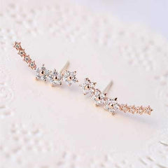 Trendy 925 Silver Needle Star Inlay Zircon Crystal Stud Earrings Jewelry for Women