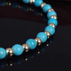 Turquoise Beads Alloy Chain Tassel Crystal Anklets Jewelry