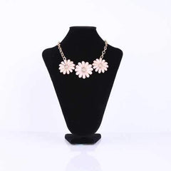 Pink Crystal Flower Pendant Necklace For Women