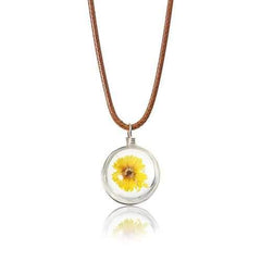 Lovely Dried Flowers Crystal Ball Pendant Wax Rope Clavicle Necklaces