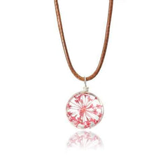 Lovely Dried Flowers Crystal Ball Pendant Wax Rope Clavicle Necklaces