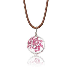 Lovely Dried Flowers Crystal Ball Pendant Wax Rope Clavicle Necklaces