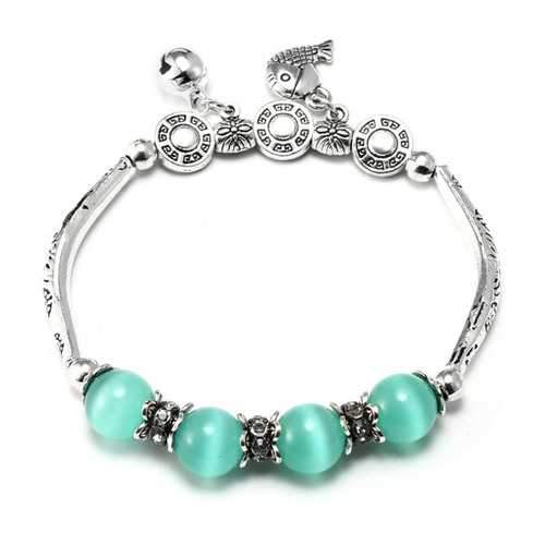 Elastic Silver Hollow Carved Crystal Pendant Bead Abacus Bracelet For women