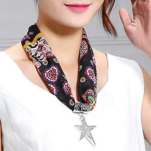 Sweet Scarf Necklace Tassel Star Pendant Necklace For Women