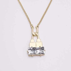 Trendy Balancing Style Pandent Alloy U-shaped Lock Rhinestone Necklace Gift for Women