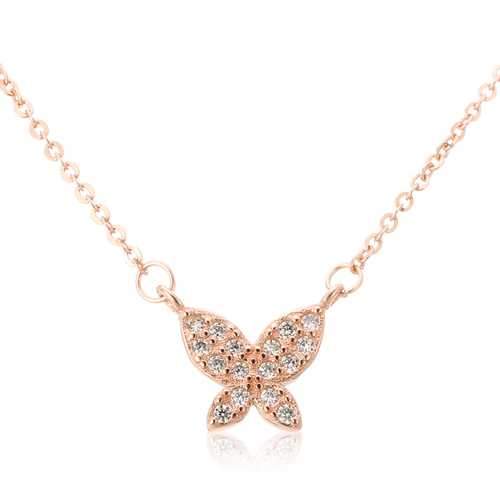 S925 Silver Micro Rhinestone All-match Butterfly Clavicle Necklace
