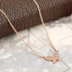 S925 Silver Micro Rhinestone All-match Butterfly Clavicle Necklace