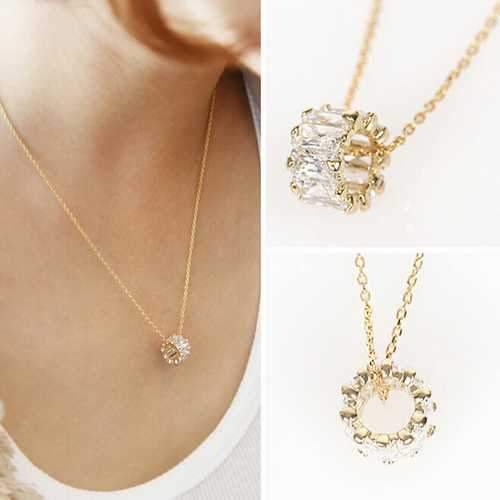 S925 Sterling Silver Short Zircon Crystal Simple Chain Sweet Clavicle Necklaces