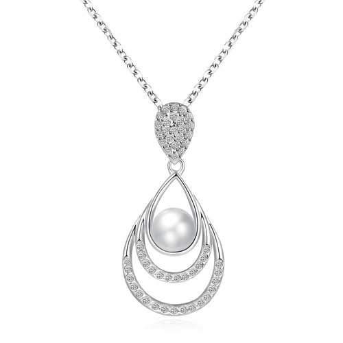 Sweet Pearl Rhinestone Water Drop Necklace Gift For Women