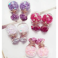 Trendy Colorful Glass Ball Stars Ear Stud Flower Earrings