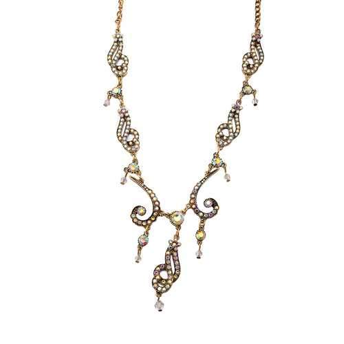 Golden Luxury Irregular Shape Statement Necklace Shining Crystal Decor Necklace for Women