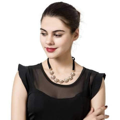 Pearl Rhinestone Flower Pendant Black Lace Long Necklace Elegant for Women Clothing Accessories