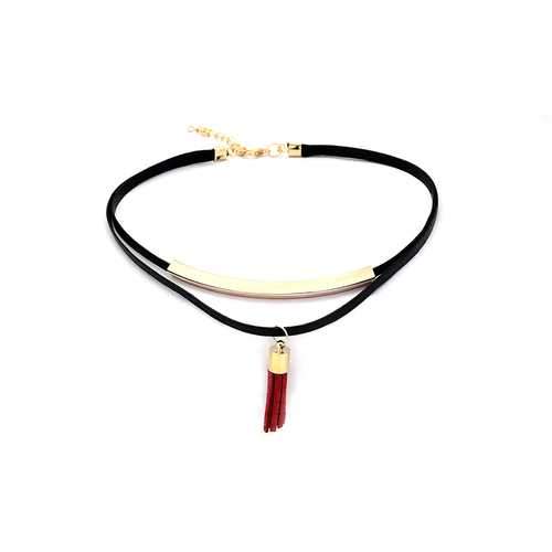 Punk Necklace Red Tassel Pendant Flannel Choker Fashion Clothing Accessories for Women