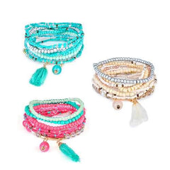 Bohemian Tassel Pendant Multilayer Colorful Bead Bracelet Jewelry for Women