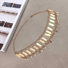 Women's Punk Metal Chain Geometric Copper Sequins Tassel Necklace