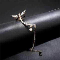 Dragonfly Crystal Rhinestone Ear Cuff Tassel Ear Stud Women Jewelry