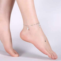 Silver Plated Heart Chain Crown Pendant Irregular Plate Anklet Women Jewelry