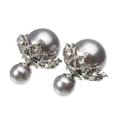 Sweet Gothic Hollow Base Double Pearl Ball Earrings Women Accessories