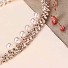 Gold Plated Artificial Pearl Cup Chain Shiny Adjustable Anklet Women Jewelry