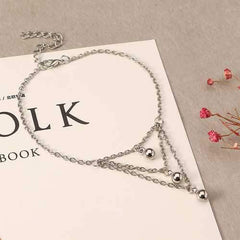 Elegant Three Layer Bell Pendant Platinum Plated Foot Chain Best Friend Anklet
