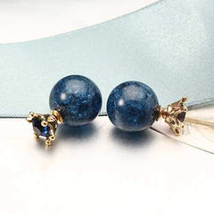 Trendy Crystal Blue Ball Crown Ear Stud Exquisite Best Gift Earrings Jewelry for Women