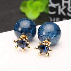 Trendy Crystal Blue Ball Crown Ear Stud Exquisite Best Gift Earrings Jewelry for Women