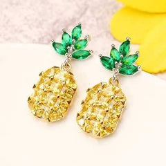 Cute Pineapple Earrings New Fashion Shiny Zircon Inlay Exquisite Ear Stud Clothing Accessories