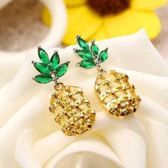 Cute Pineapple Earrings New Fashion Shiny Zircon Inlay Exquisite Ear Stud Clothing Accessories