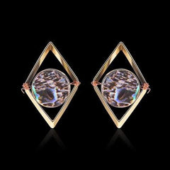 Fashion 18K Gold Plated Unique Design Punk Colorful Natural Stone Ear Stud Women Earrings Best Gift