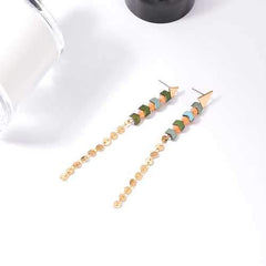 Luxury Women Jewelry 18K Gold Plated Coin Tassel Pendant Elegant Piercing Drop Earrings