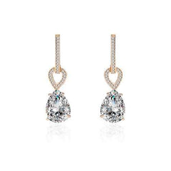Luxury Earrings 24K Gold and Platinum Plated Water Drop Gemstone Pendant Elegant Heart Ear Stud Gift