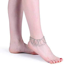 Simple Women Anklet Chain Tassel Pearl Silver Plated Anklet
