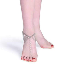 Elegant Pearl Tassel Barefoot Simple Silver Anklet