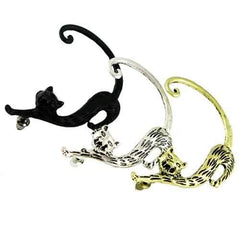 1Pc Trendy Left Ear Stud Cuff Exaggerated Alloy Winding Cat