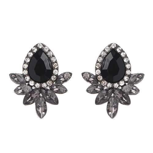 Sweet Drop Rhinestones Women's Crystal Flower Leaf Earrings