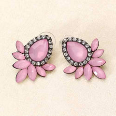 Sweet Drop Rhinestones Women's Crystal Flower Leaf Earrings