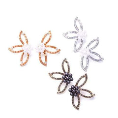 Sweet Crystal Flower Pearl Earring Party Jewelry for Women