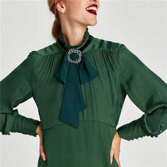 Choker Chiffon Bow Decorative Necklace Shirt Outside Collar