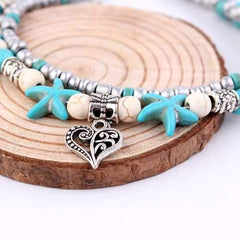 Conch Beads Yoga Anklets Beach Turtle Pendant Moon Heart