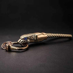 Rhinestone Car Key Ring Holder Leopard Head Leather Keychain
