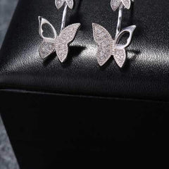 Sweet 925 Sterling Silver Rose Gold Earrings Butterfly
