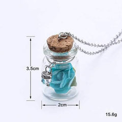 Fashion Glass Tiny Wishing Bottle Charm Necklace