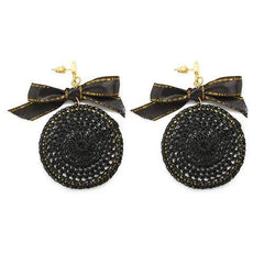 Ethnic Bowknot Round Plate Charm Dangle Earrings for Women