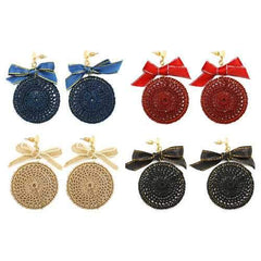 Ethnic Bowknot Round Plate Charm Dangle Earrings for Women